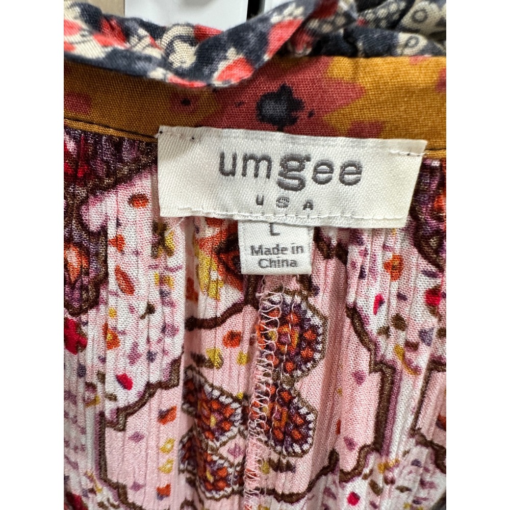 Umgee USA Boho Patchwork Floral Print Ruffle Neck… - image 3